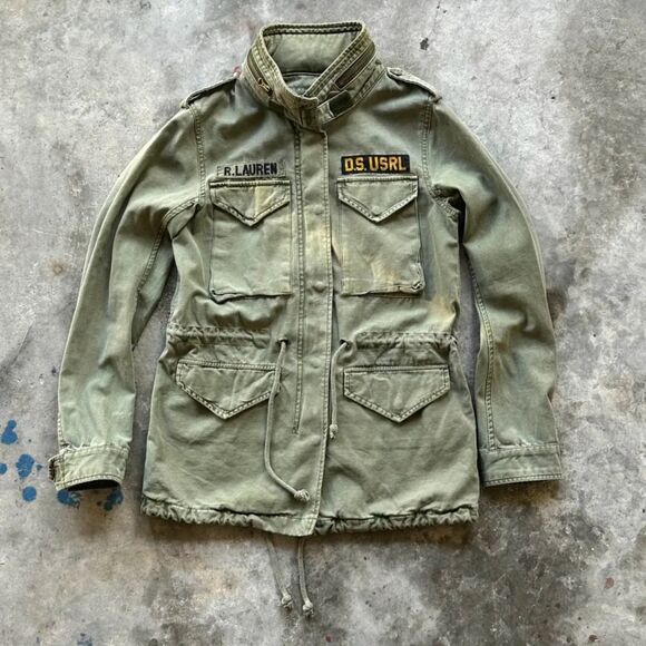 Vintage Denim & Supply USRL M65 Military American Flag Jacket Size XS - Picture 1 of 8